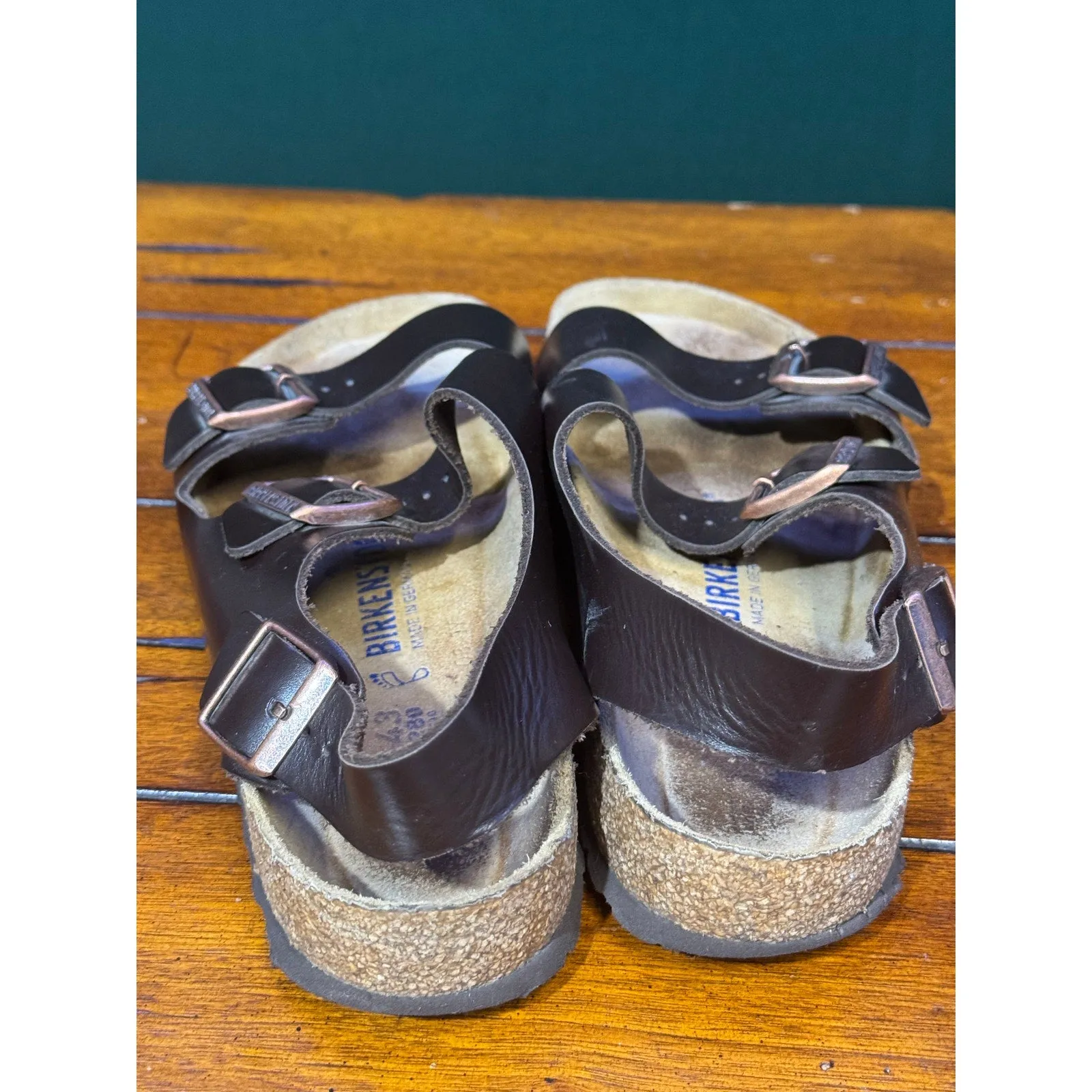 10 condition Birkenstock Men's strap size Big ticket savings sandals good Fast international delivery leather