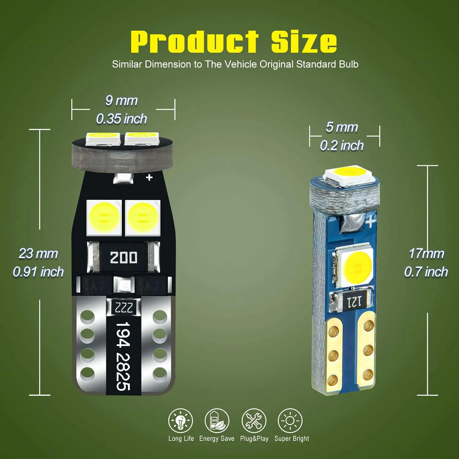 12V White T5 37 74 73 2723 2721 T10 158 168 194 2825 with Socket Instrument Cluster Light LED Bulb Replacement Dashboard Panel Gauge Indicator Lamp PC74 PC37 PC118 PC168 PC175 PC194 PC195 PC160 PC161