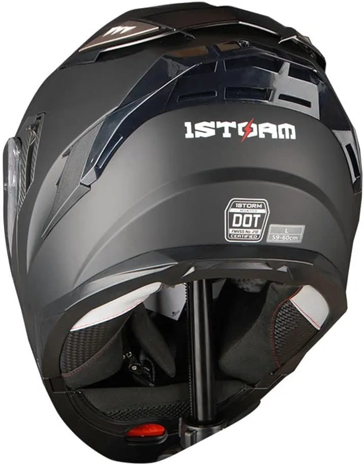 1Storm Motorcycle Modular Full Face Helmet DOT Adults Street Bike Flip up Dual Visor Sun Inner Shield Anti Fog Pinlock Ready Shield: Matt Black