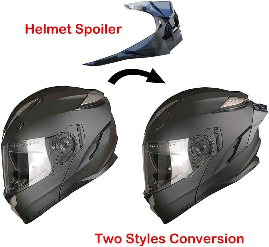 1Storm Motorcycle Modular Full Face Helmet DOT Adults Street Bike Flip up Dual Visor Sun Inner Shield Anti Fog Pinlock Ready Shield: Matt Black