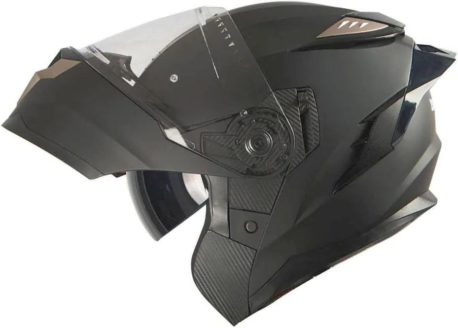 1Storm Motorcycle Modular Full Face Helmet DOT Adults Street Bike Flip up Dual Visor Sun Inner Shield Anti Fog Pinlock Ready Shield: Matt Black