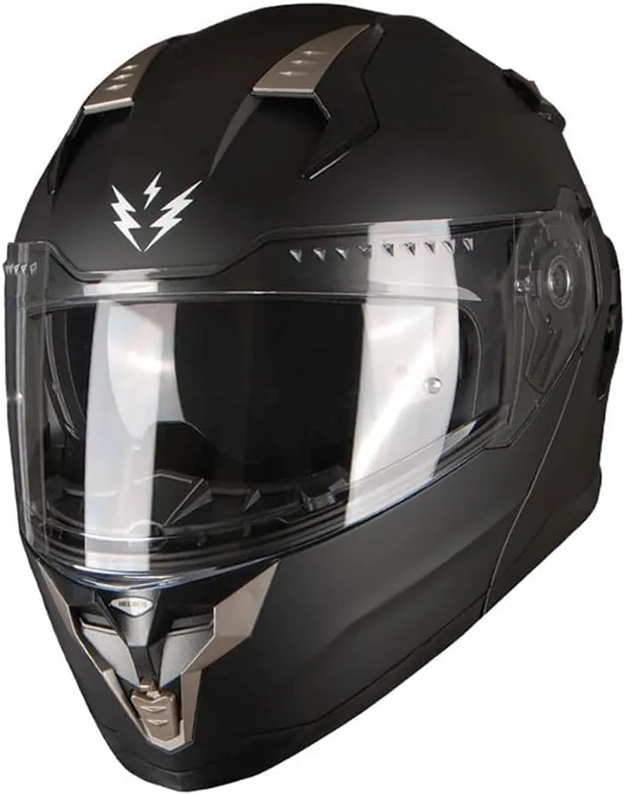 1Storm Motorcycle Modular Full Face Helmet DOT Adults Street Bike Flip up Dual Visor Sun Inner Shield Anti Fog Pinlock Ready Shield: Matt Black