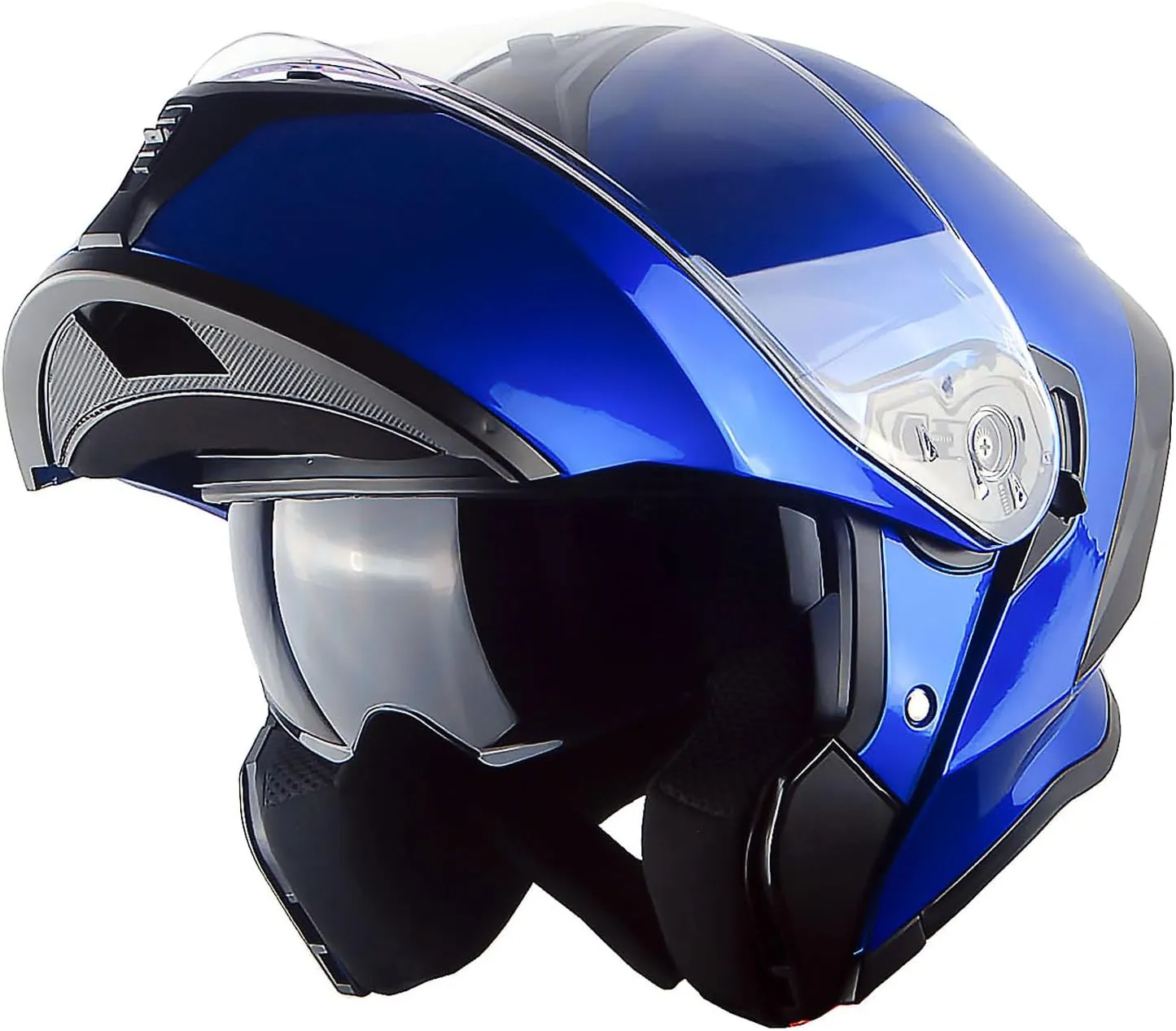 1Storm New Motorcycle Bike Modular Full Face Helmet Dual Visor Sun Shield: NOLED-X90 Glossy Blue