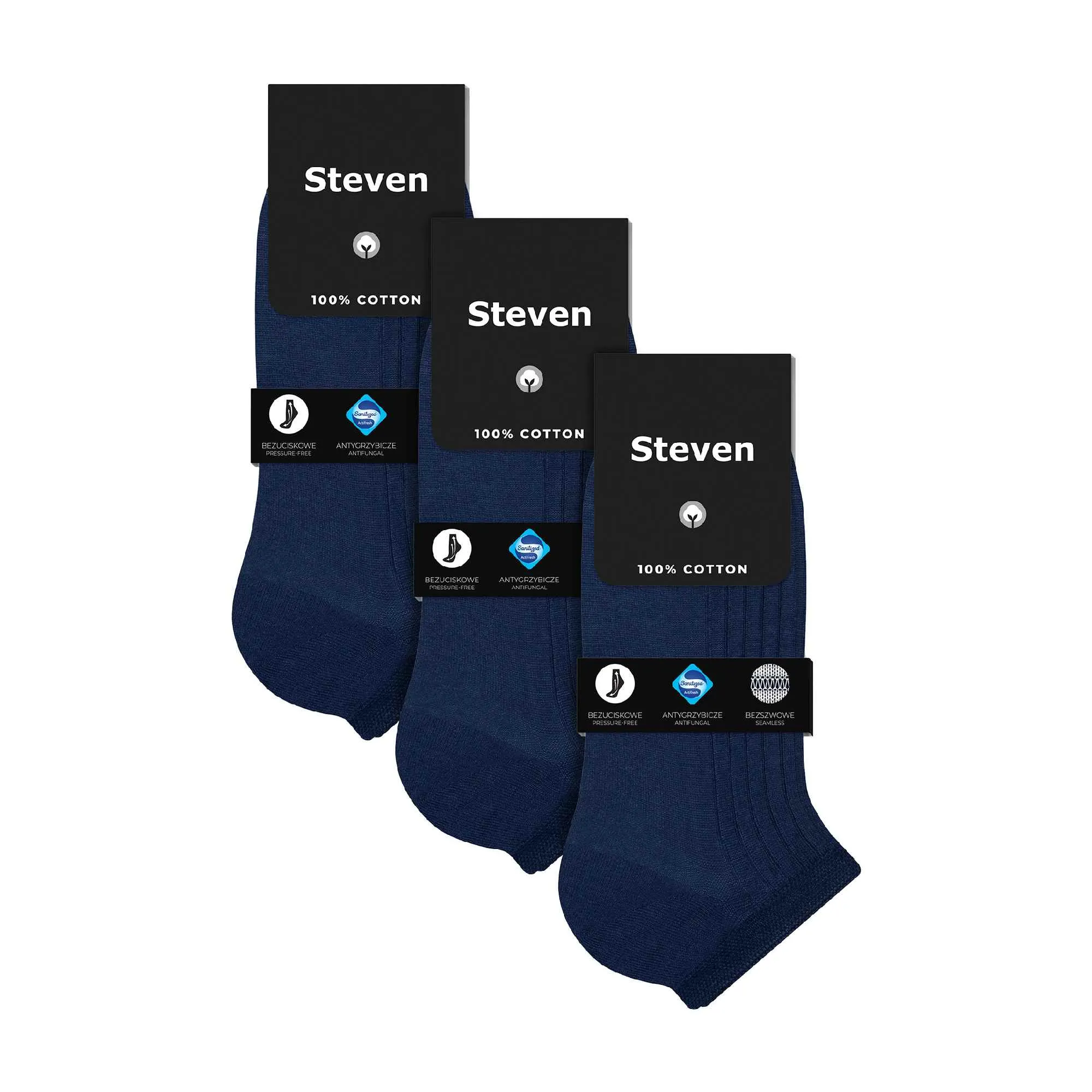 3 Pack Mens 100% Ankle Cotton Socks (2 Sizes)