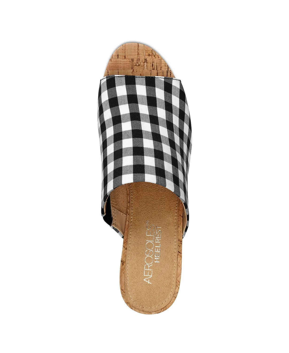 (6, Black Mid-Level Heel Combo) Aerosoles Blk Block Gingham White Secure packaging Toe Wht Open Slide Tailored service Sandals