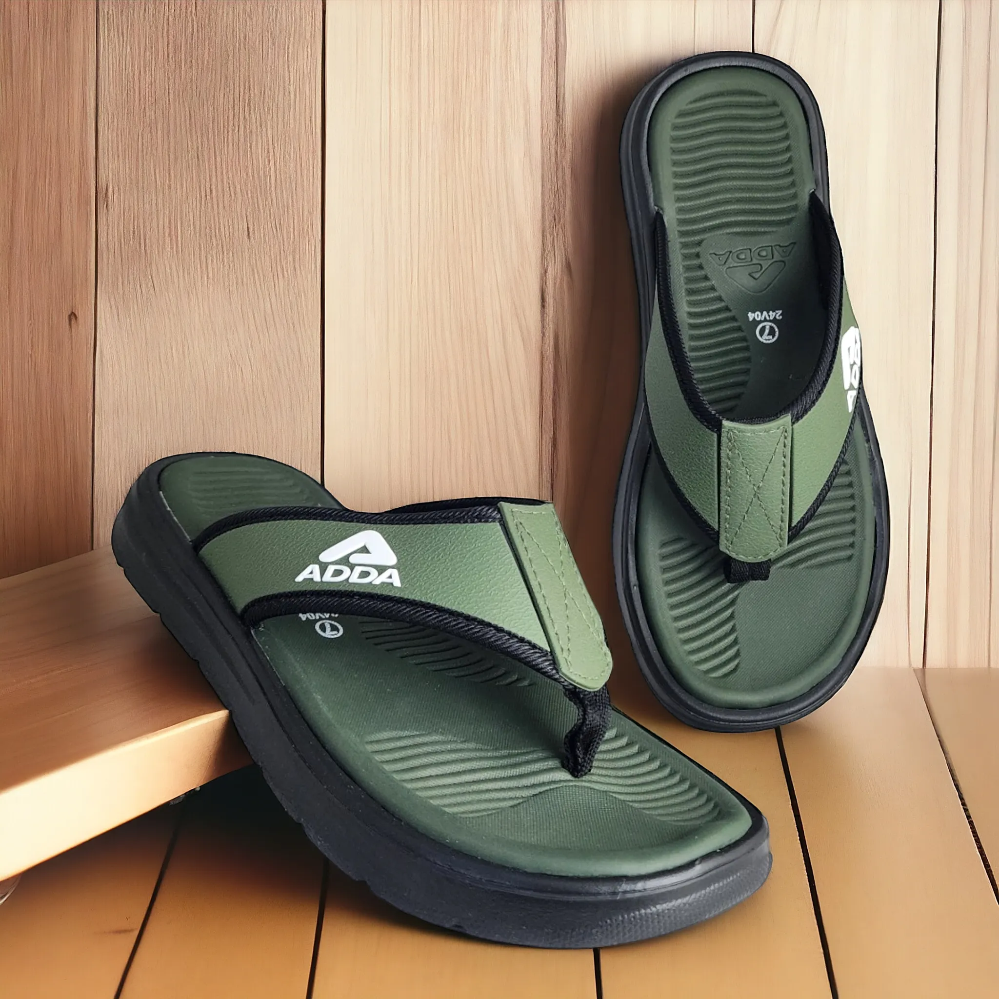 ADDA HELLO02 OLIVE/BLACK Men's Slipper/Chapple/Flip flop