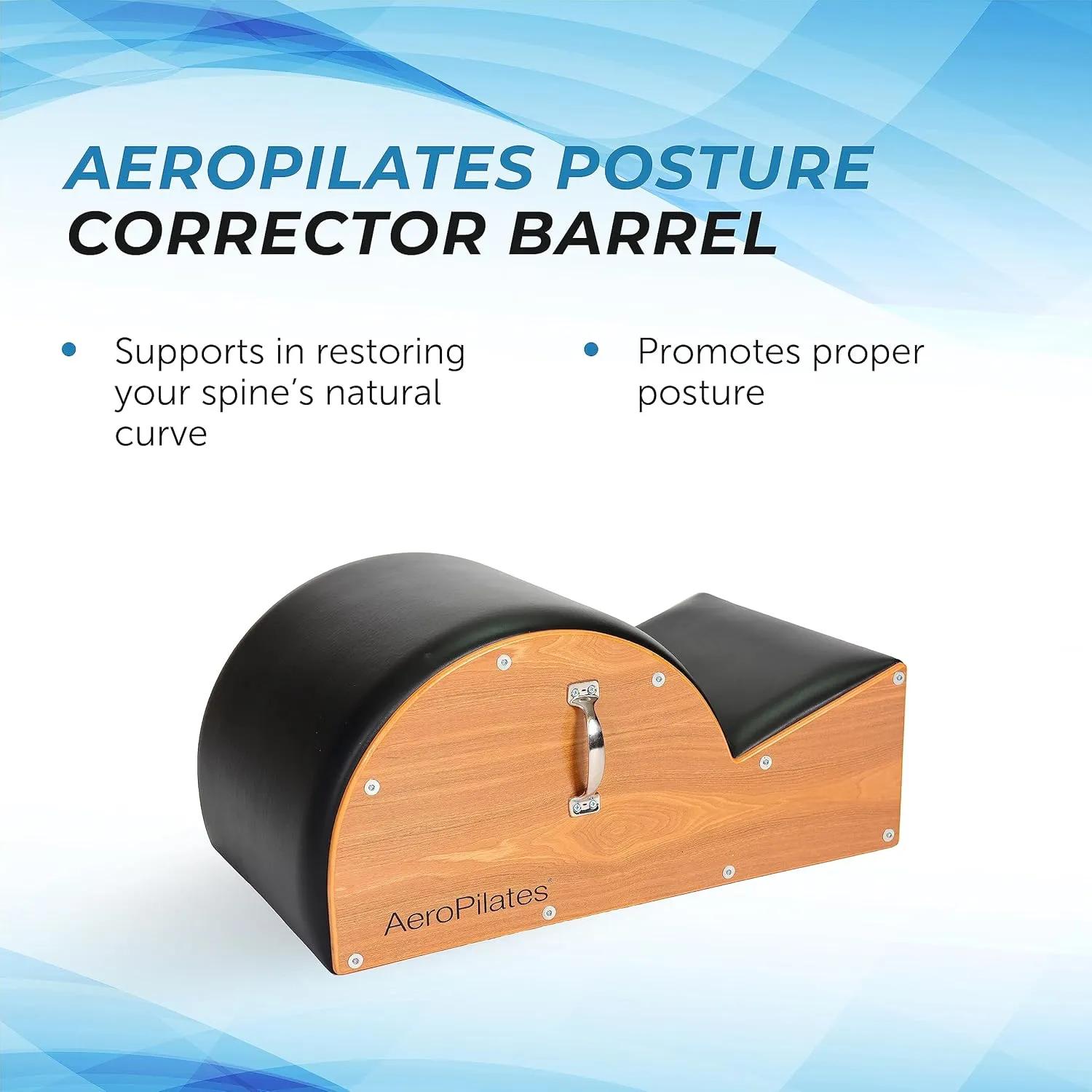 AeroPilates Stamina Products Posture Corrector Pilates Barrel with Upholstered Surface and Built In Handle for Strength Training, Wood and Black