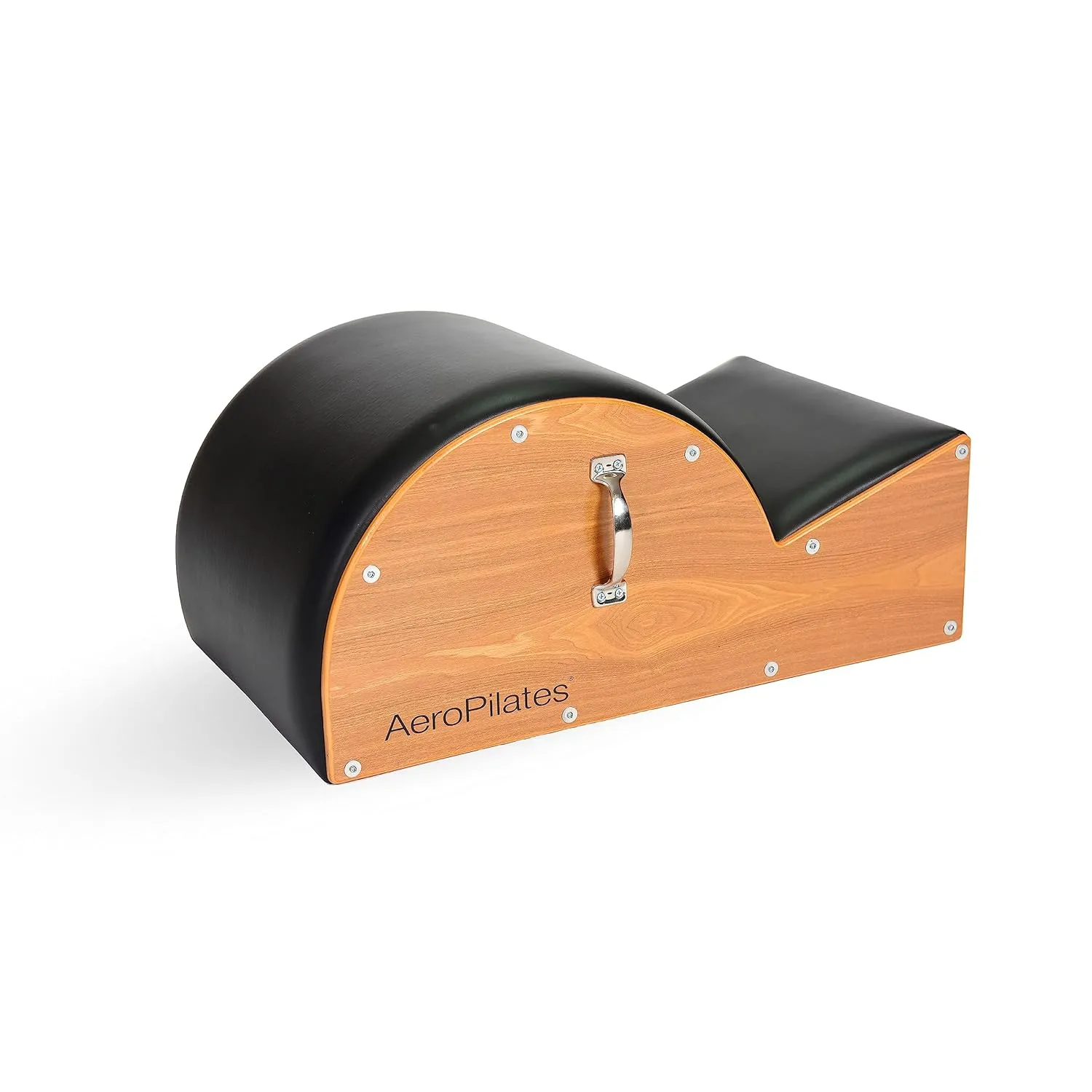 AeroPilates Stamina Products Posture Corrector Pilates Barrel with Upholstered Surface and Built In Handle for Strength Training, Wood and Black