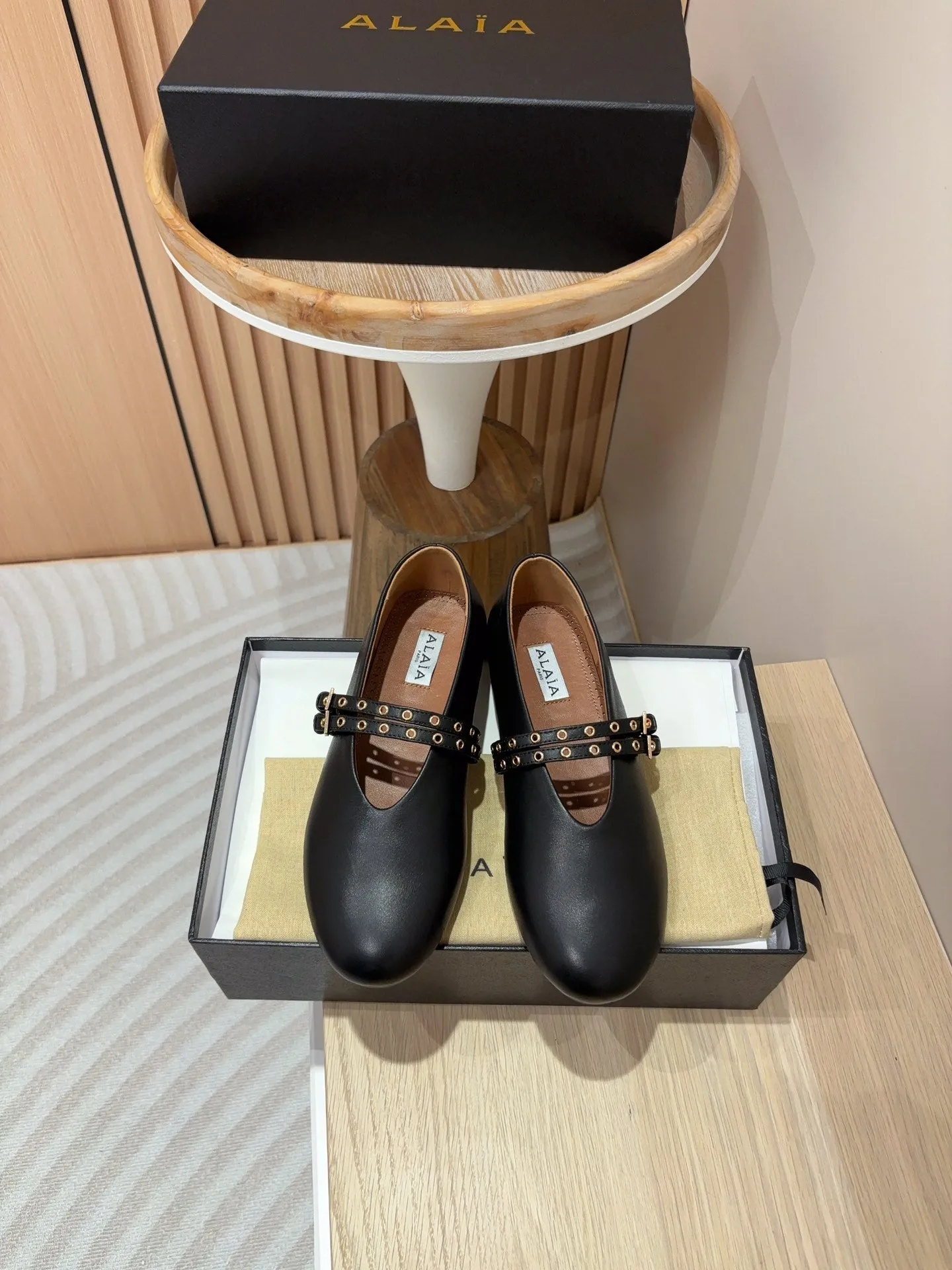 alaia ballet flat black calfskin