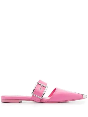 Alexander Mc Queen Buckled Leather Mules