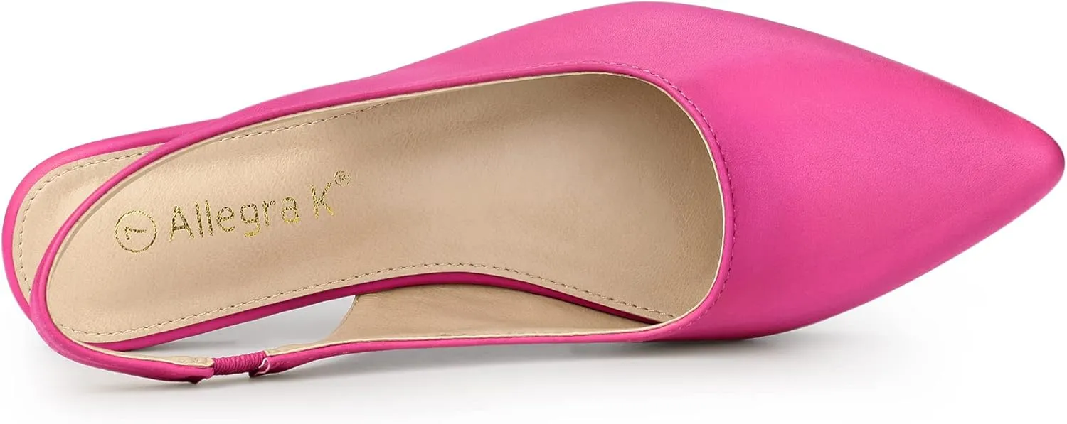 Allegra K Women's Pointed Toe Pumps Slingback Flat Pumps