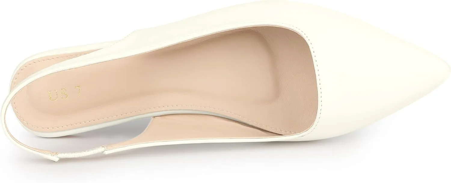 Allegra K Women's Pointed Toe Pumps Slingback Flat Pumps
