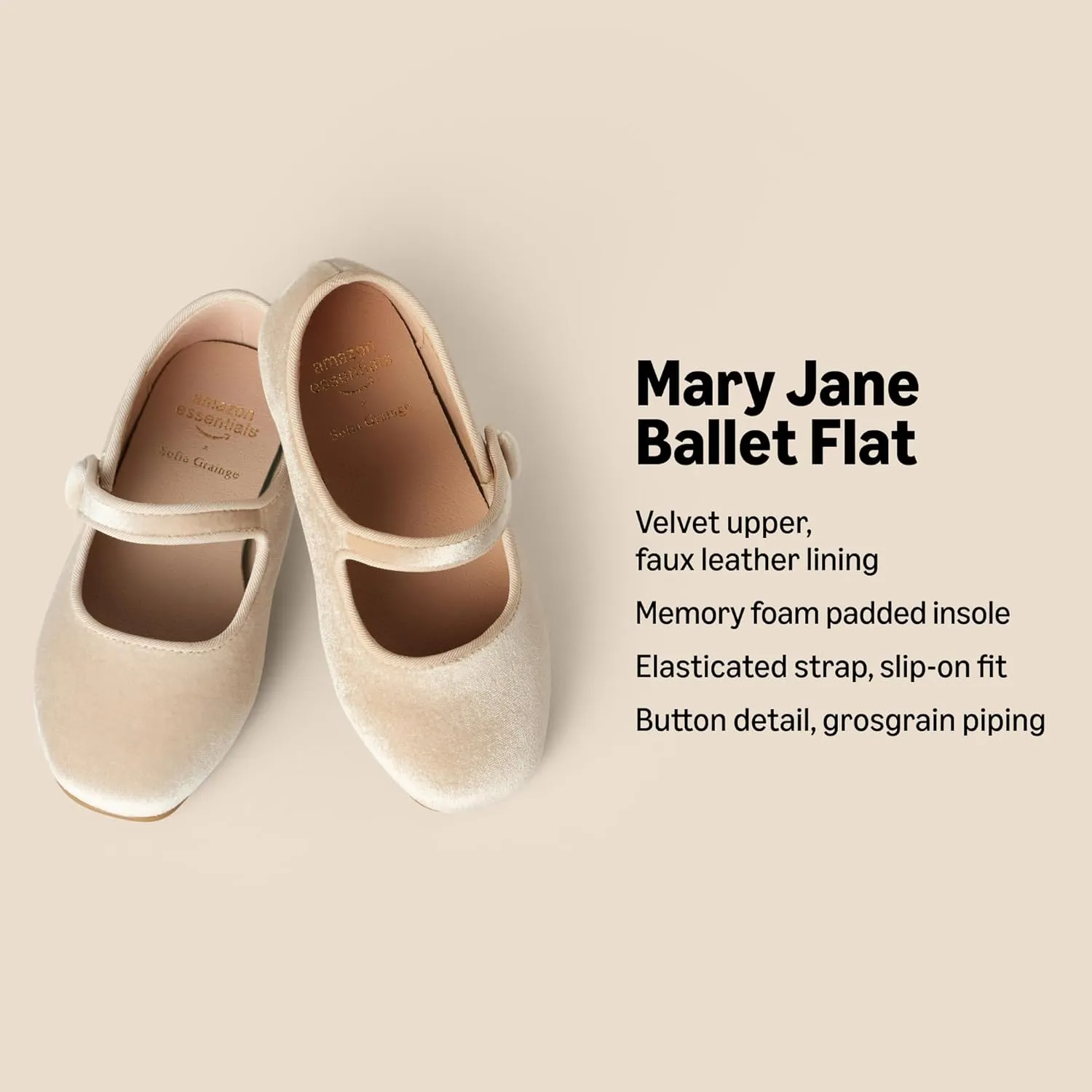 Amazon Essentials x Sofia Grainge Toddler Girls' Mary Jane Ballet Flat Shoes