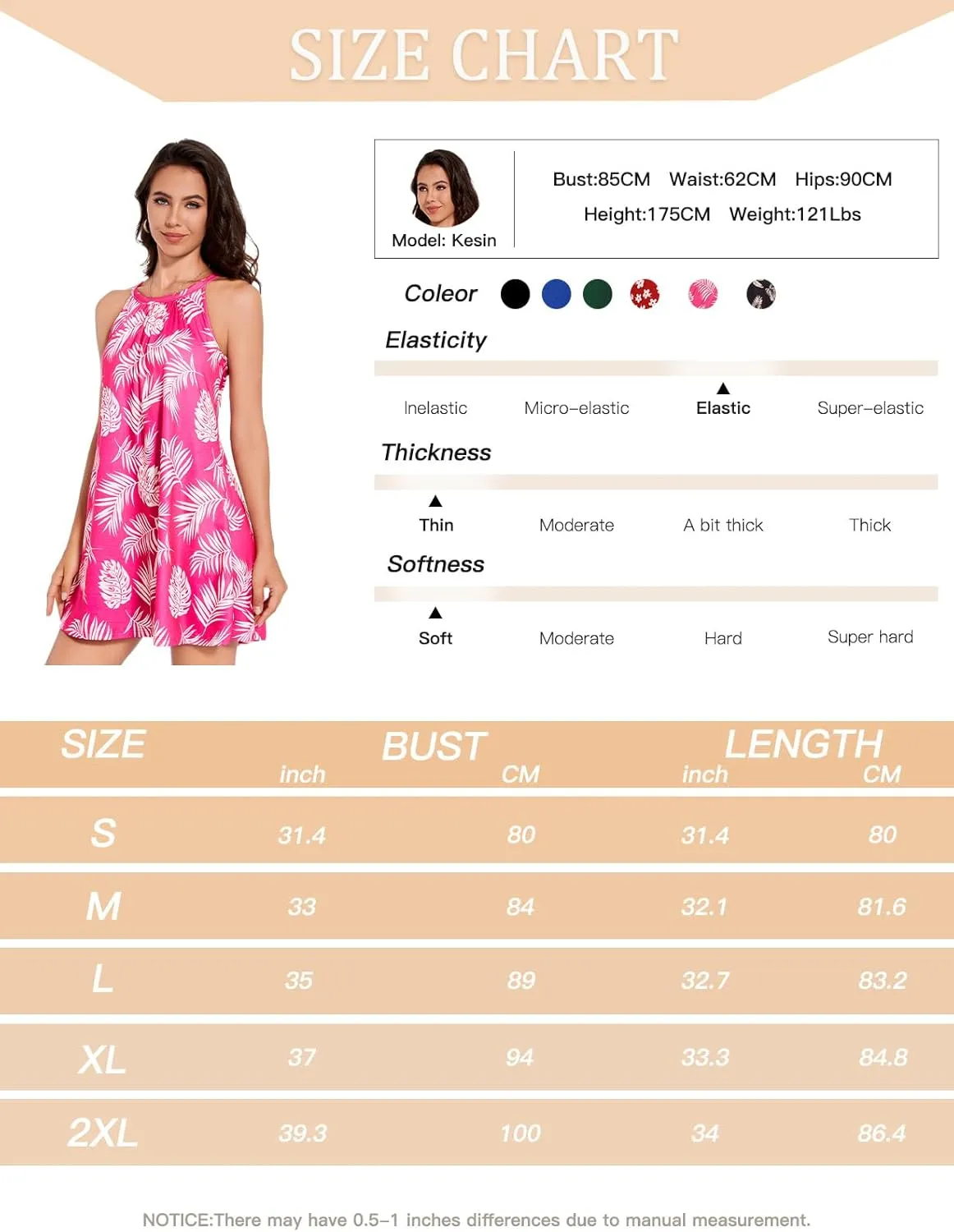 ANYFITTING Summer Dress with Built in Bra Casual Beach Sundress Flowy Halter Mini Short Dresses for Women 2025