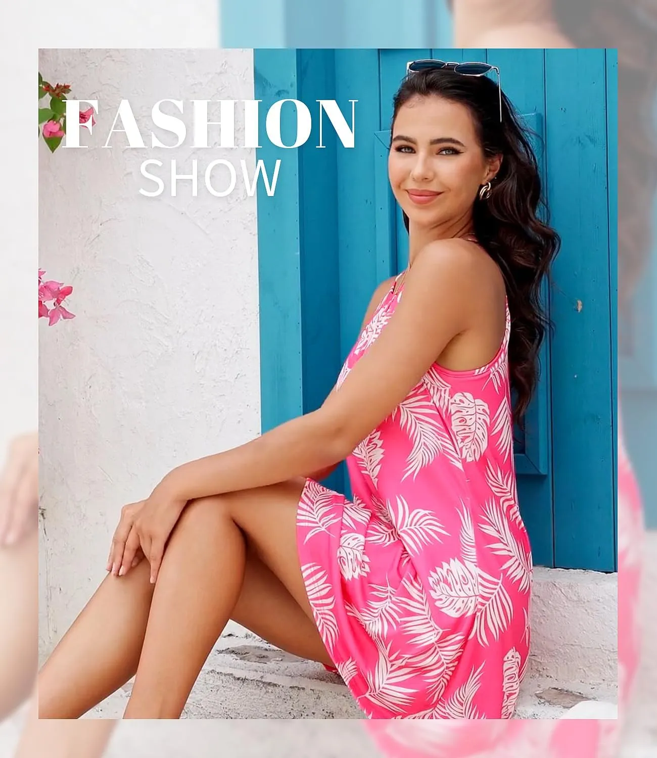 ANYFITTING Summer Dress with Built in Bra Casual Beach Sundress Flowy Halter Mini Short Dresses for Women 2025