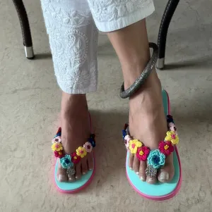 Aqua Flip Flops - Saadgi