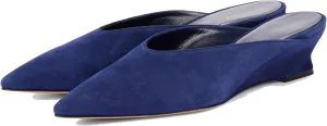 Arqa Womens Suede Wedge Mules Casual Walking Dress 2.0 in Mid Heel Sandals Comfortable Pointed Toe Flat Party Soft Slip-on Backless Shoes