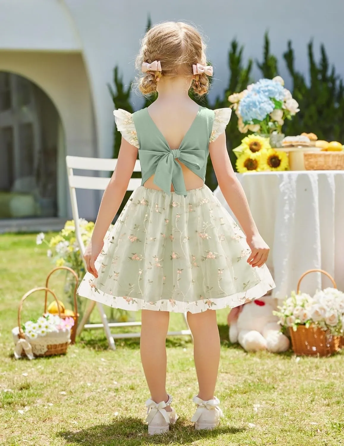 Arshiner Toddler Tutu Dress Little Girls Summer Tulle Backless Party Birthday Cotton Dresses 2-6Y