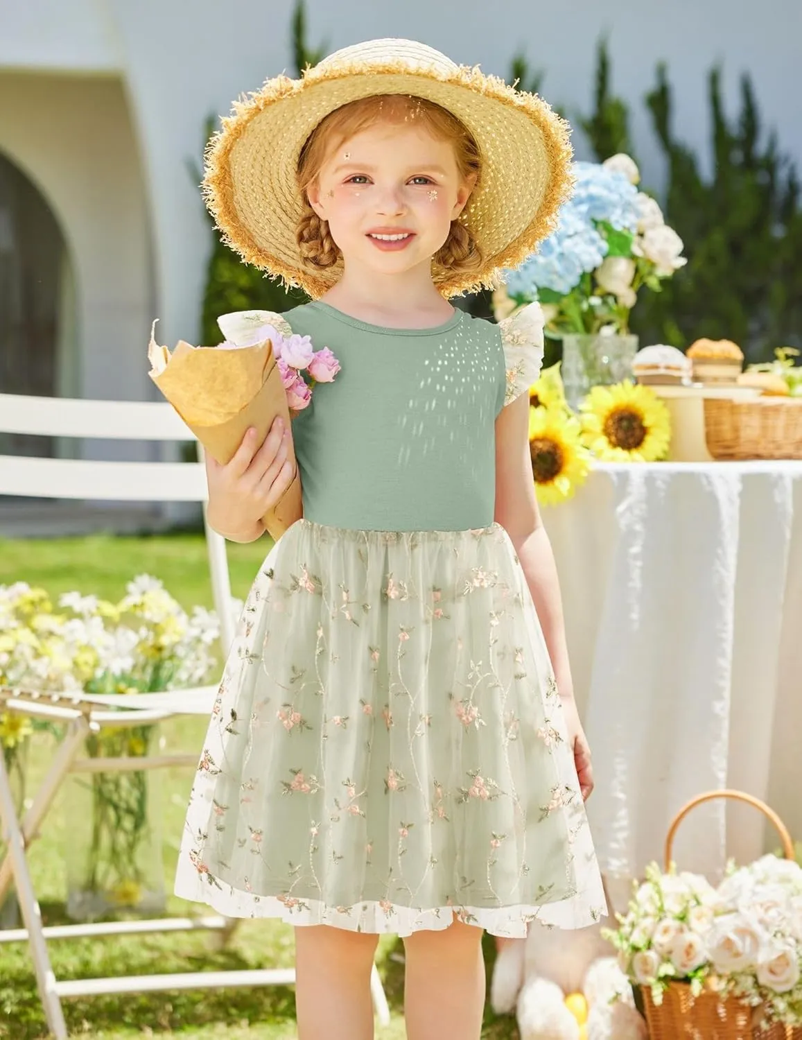 Arshiner Toddler Tutu Dress Little Girls Summer Tulle Backless Party Birthday Cotton Dresses 2-6Y