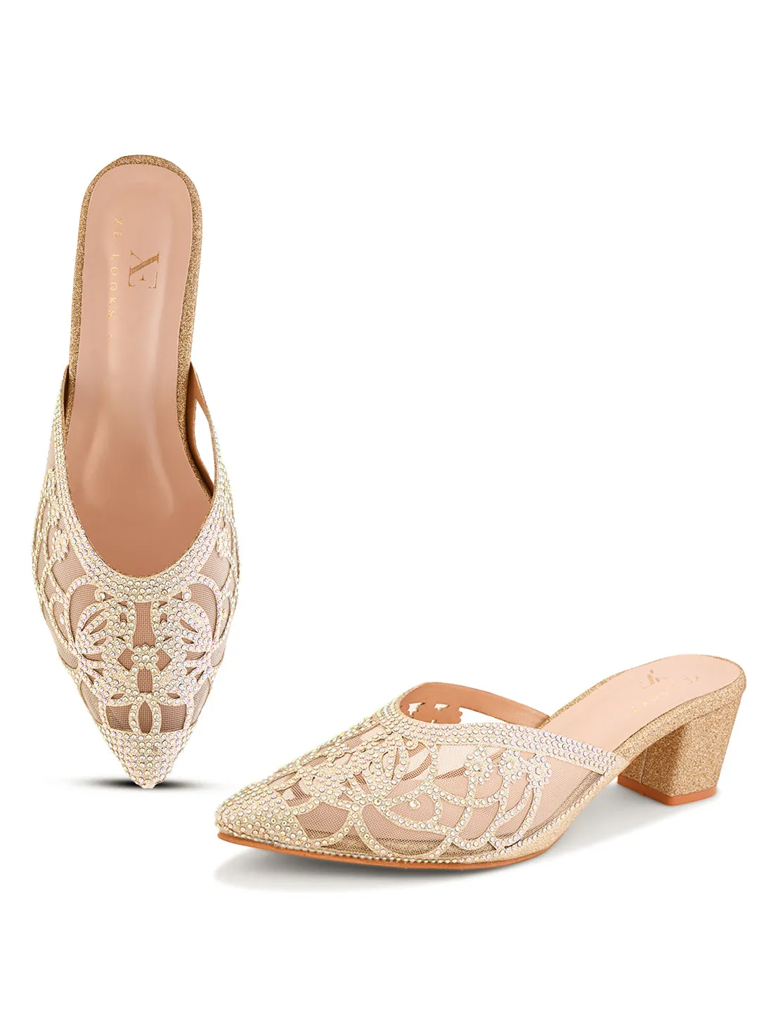 Attractive , Party wear Block Heel Slip-On Mule Sanal
