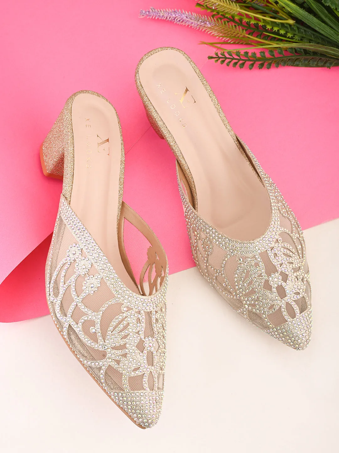 Attractive , Party wear Block Heel Slip-On Mule Sanal