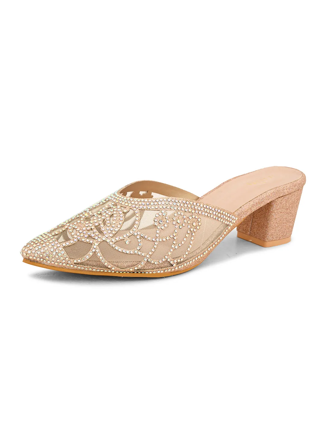 Attractive , Party wear Block Heel Slip-On Mule Sanal