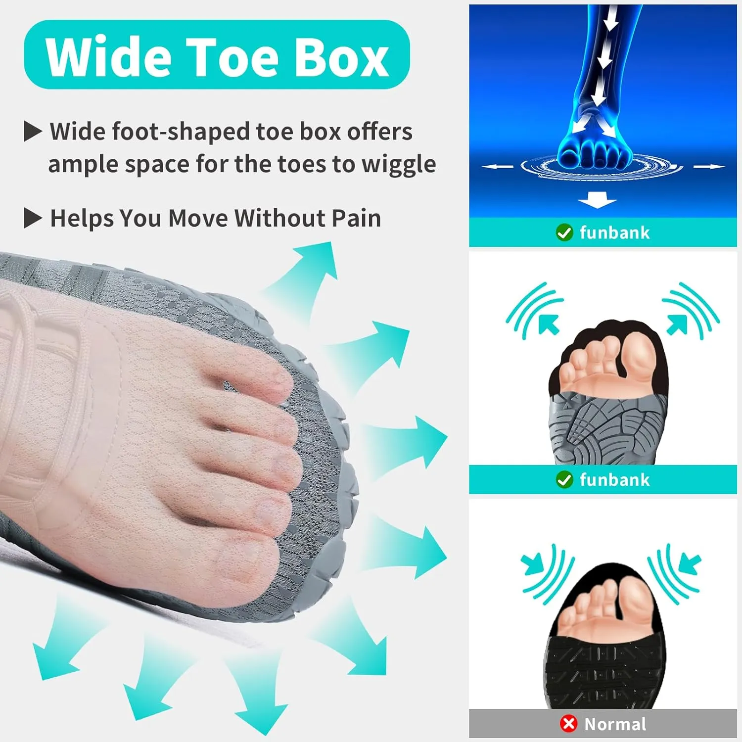 Barefoot Shoes Women Men Minimalist Zero Drop Wide Toe Box Water Shoes Hiking Barefoot Footwear Unisex Sneakers for Workout Cross-Trainer Walking Running Camping Beach Weightlifting Grounding Sport