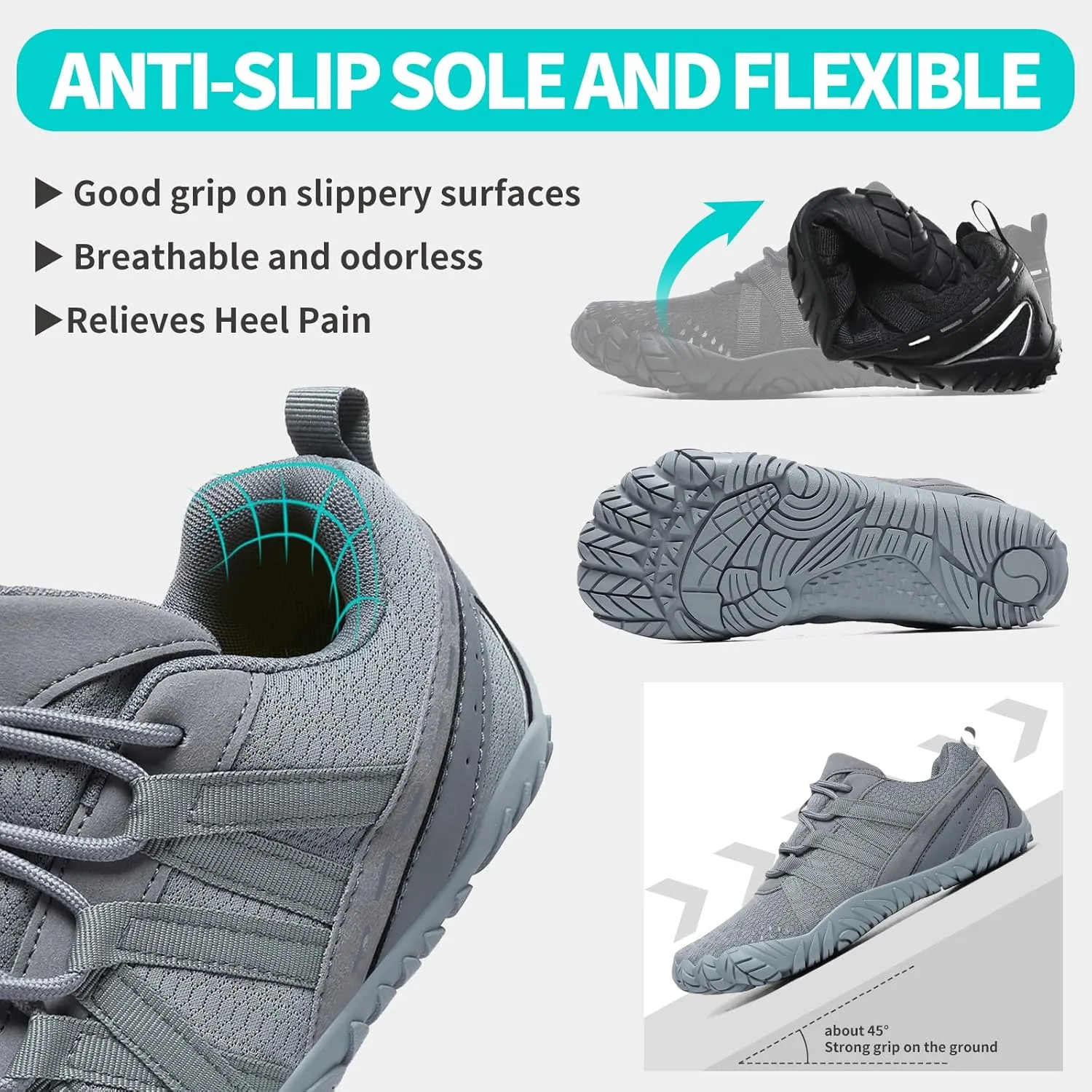 Barefoot Shoes Women Men Minimalist Zero Drop Wide Toe Box Water Shoes Hiking Barefoot Footwear Unisex Sneakers for Workout Cross-Trainer Walking Running Camping Beach Weightlifting Grounding Sport