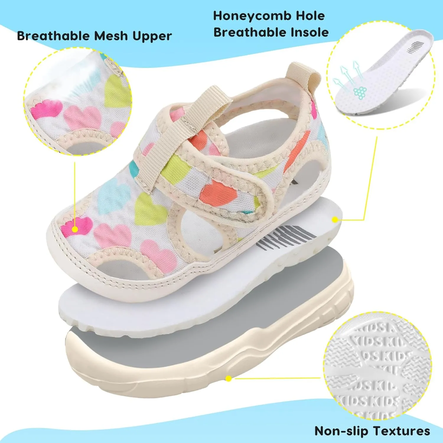 BARERUN Kids Water Shoes Boys Girls Barefoot Aqua Socks for Swim Surf Pool Beach Sport Lightweight Breathable Sandal Athletic Slip-On Sneaker for Toddler Outdoor Indoor