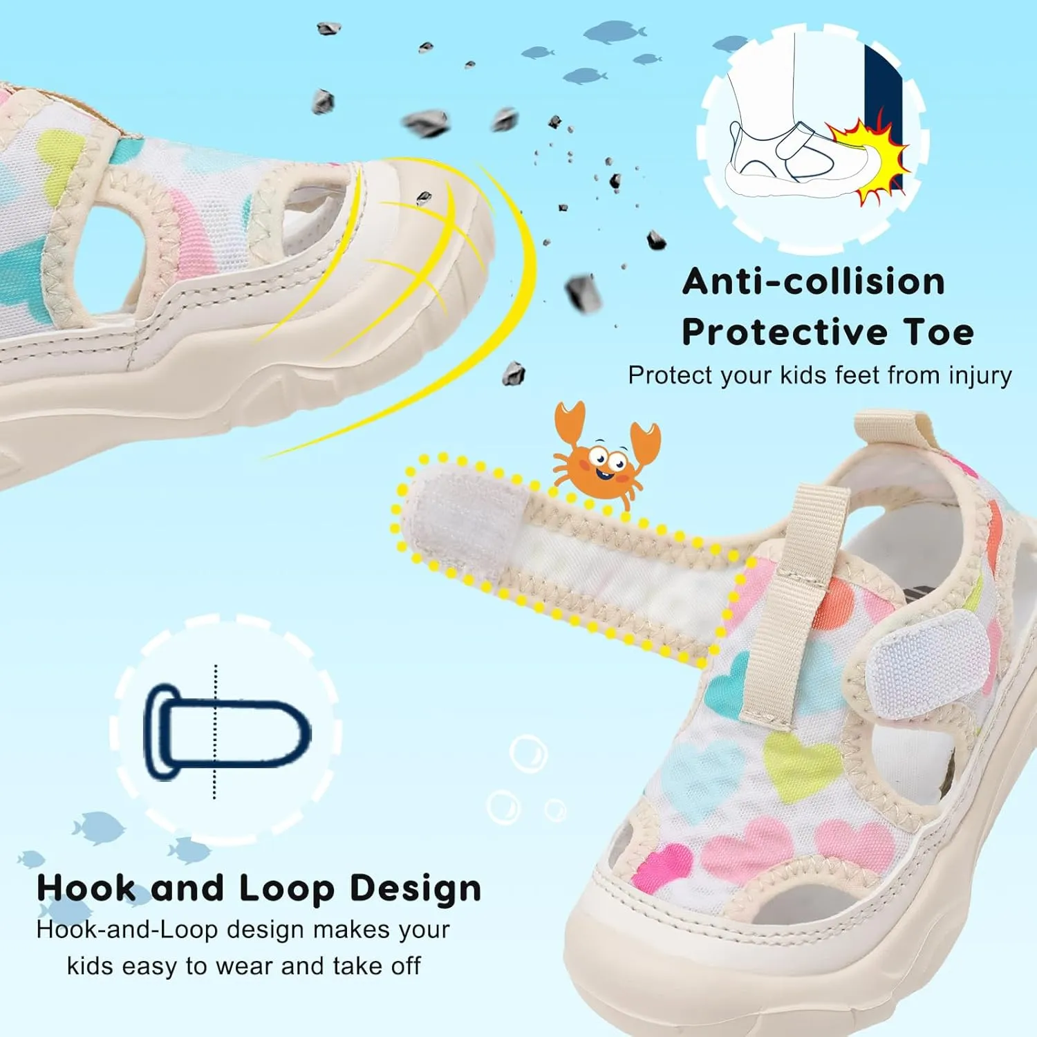 BARERUN Kids Water Shoes Boys Girls Barefoot Aqua Socks for Swim Surf Pool Beach Sport Lightweight Breathable Sandal Athletic Slip-On Sneaker for Toddler Outdoor Indoor