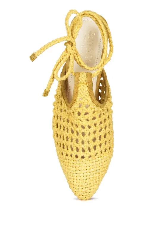 BARTSI Handwoven Cotton Tie Up Mule Flats
