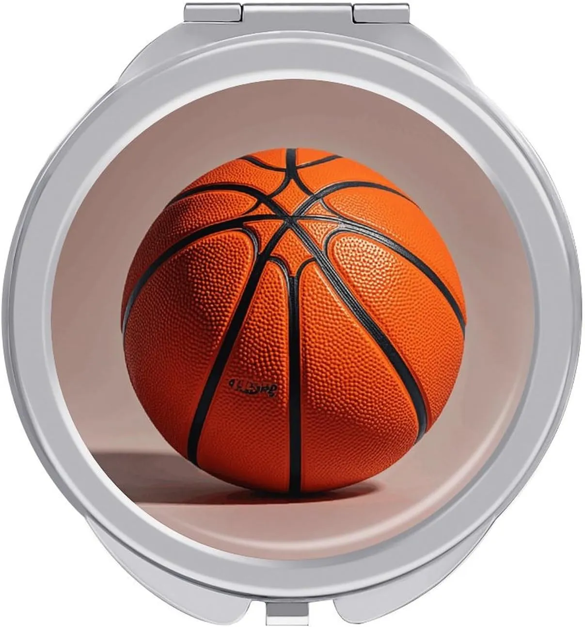 Basketball Orange Portable Makeup Mirror, Sided Travel Hand Mirror Mini Folding Mirror for Precise Makeup Women Daily Use