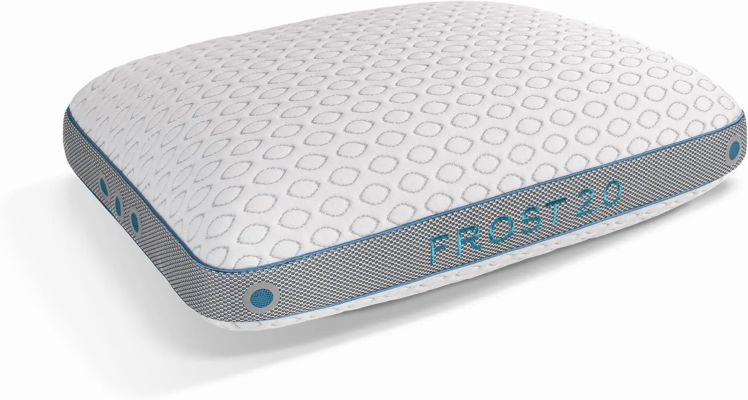 Bedgear Frost Performance Pillow - Size 2.0 - Cooling Bed Pillow for Hot Sleepers - Medium Firmness Pillow for All Sleep Positions, Hypoallergenic, Washable & Removable Cover - 20" W x 26" L x 5.75" H