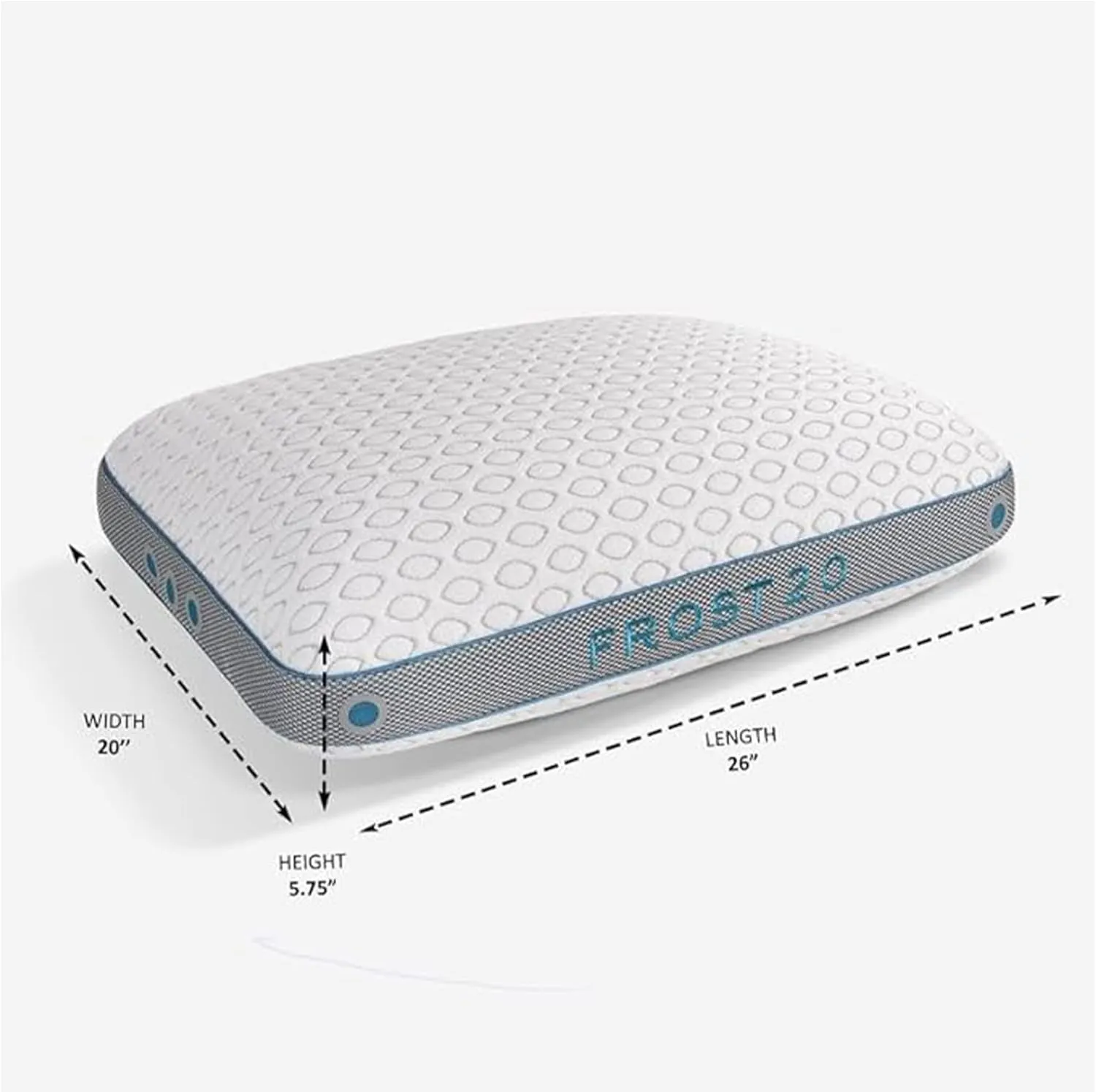 Bedgear Frost Performance Pillow - Size 2.0 - Cooling Bed Pillow for Hot Sleepers - Medium Firmness Pillow for All Sleep Positions, Hypoallergenic, Washable & Removable Cover - 20" W x 26" L x 5.75" H