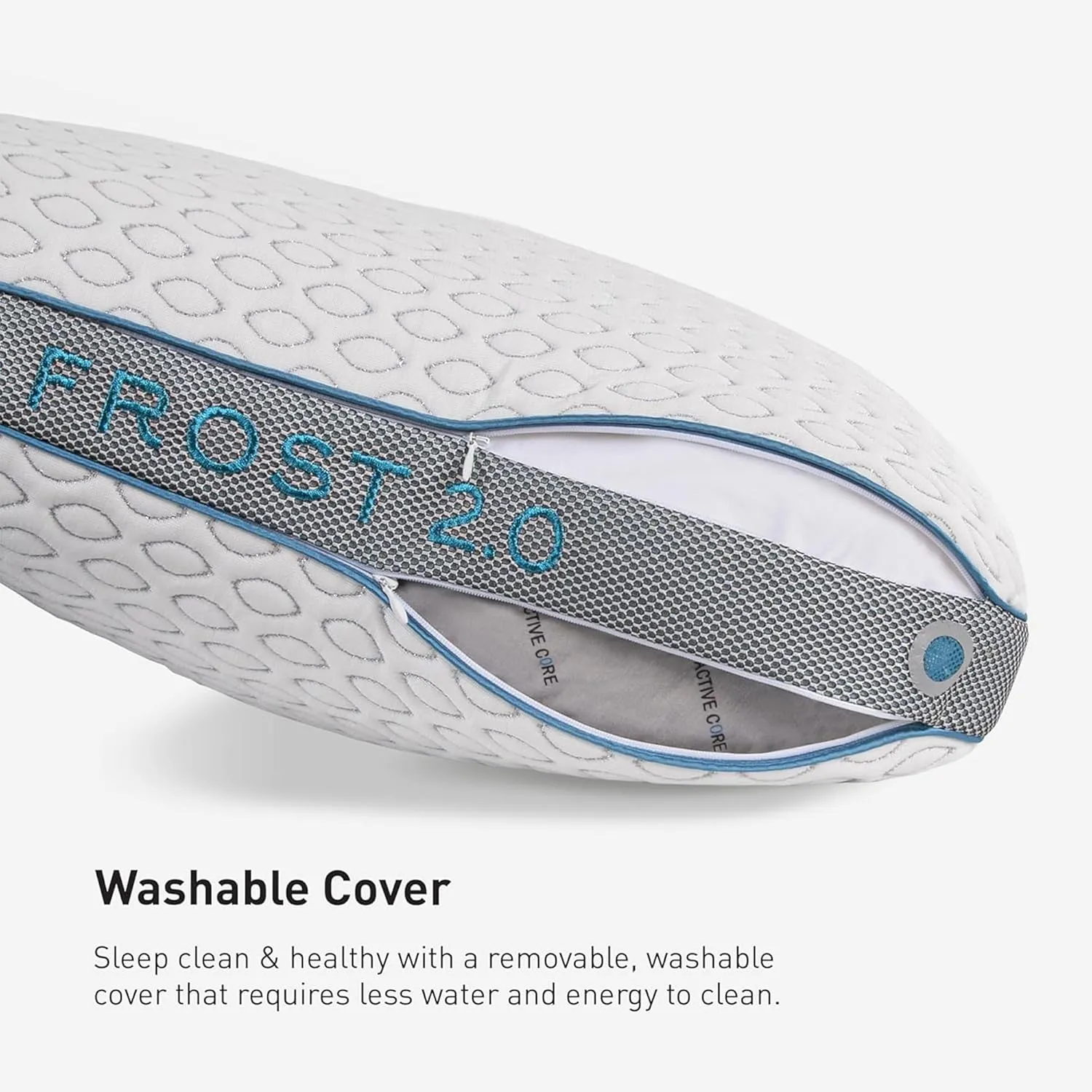 Bedgear Frost Performance Pillow - Size 2.0 - Cooling Bed Pillow for Hot Sleepers - Medium Firmness Pillow for All Sleep Positions, Hypoallergenic, Washable & Removable Cover - 20" W x 26" L x 5.75" H