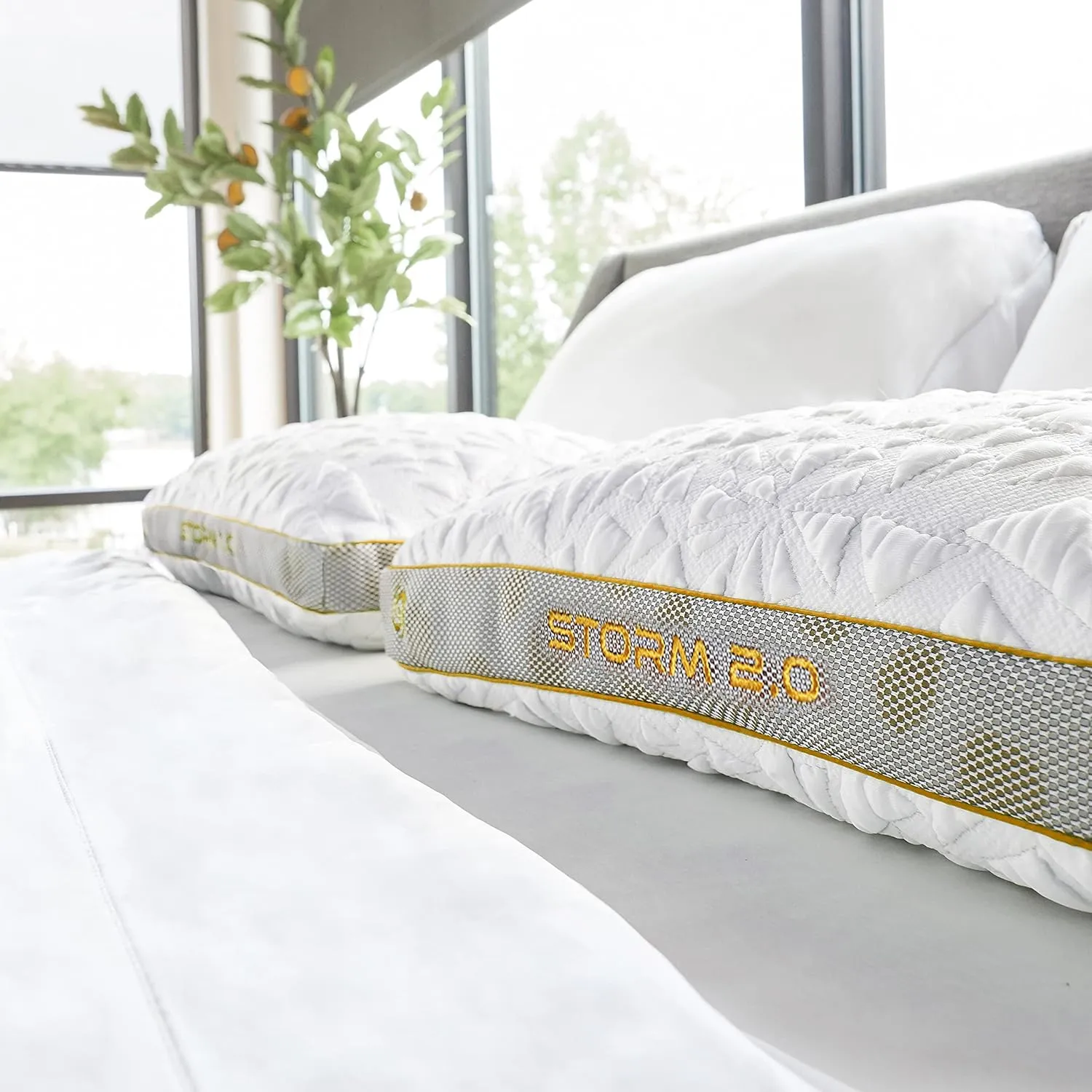 Bedgear Storm Performance Pillow - 2018 Version - Size 2.0 - Cooling Pillow for Hot Sleepers - Medium Firmness Bed Pillow for All Sleep Positions - Washable Removable Cover - 20" W x 26" L x 5.75" H