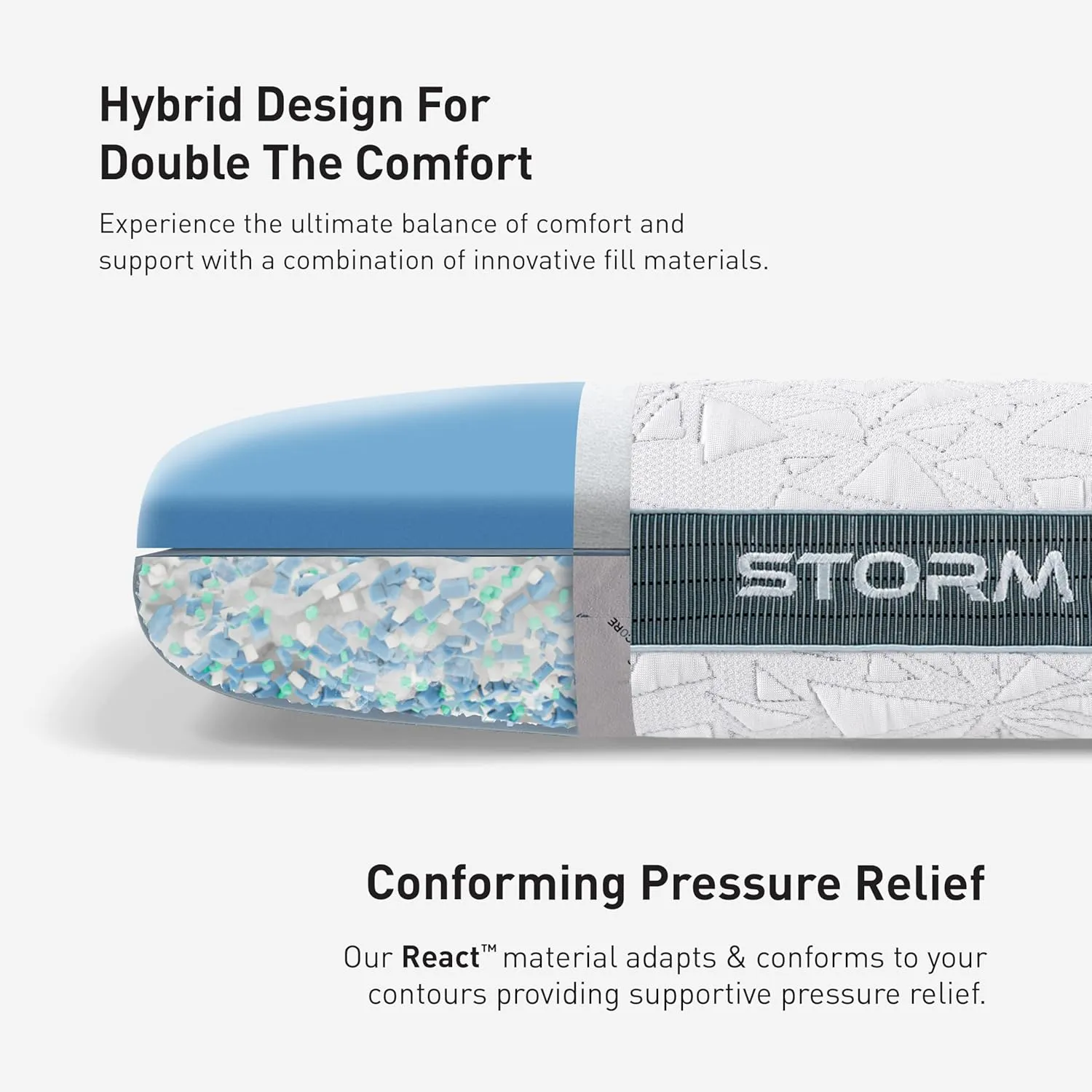 Bedgear Storm Performance Pillow - 2018 Version - Size 2.0 - Cooling Pillow for Hot Sleepers - Medium Firmness Bed Pillow for All Sleep Positions - Washable Removable Cover - 20" W x 26" L x 5.75" H