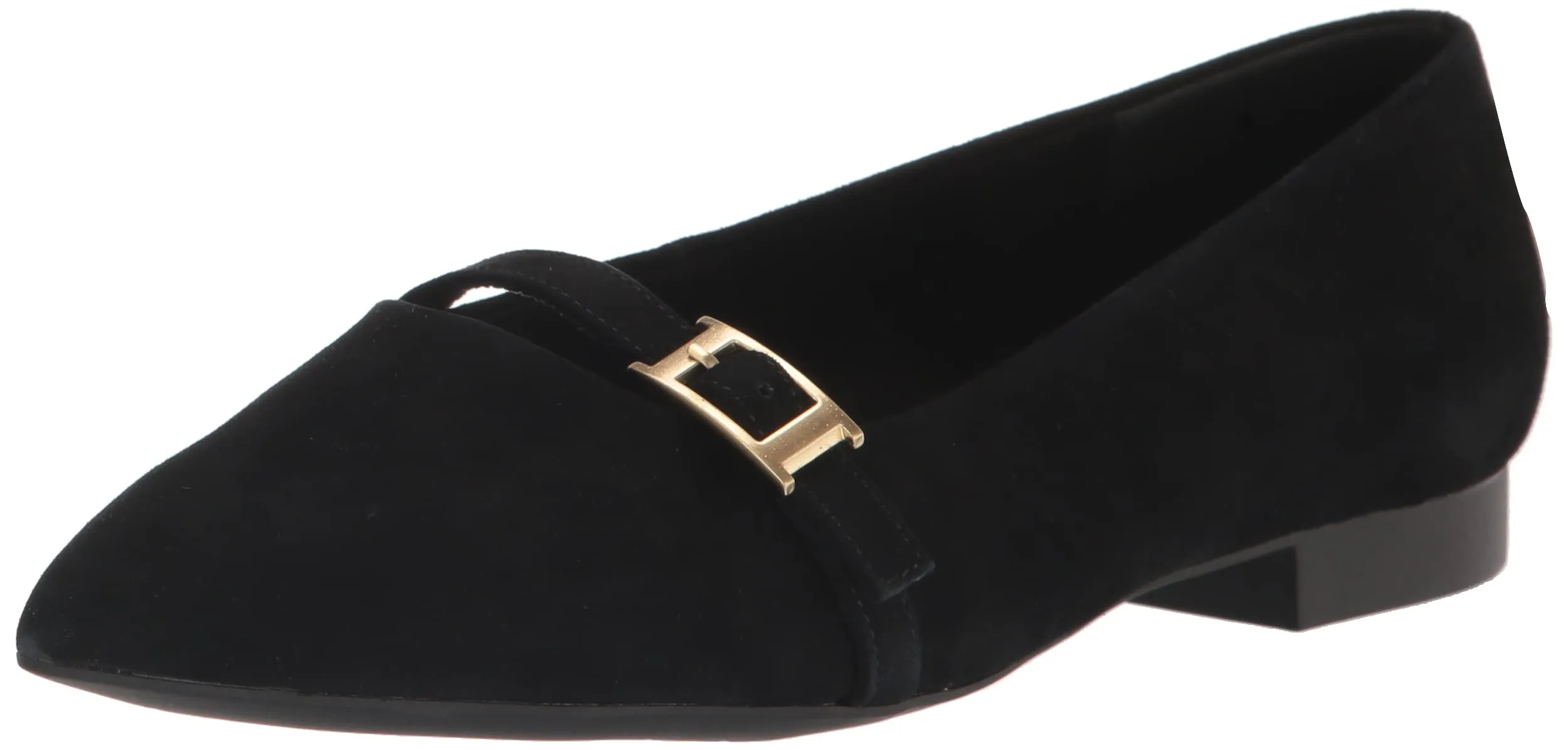 Bella Vita Women's Evanna Ballet Flat, Black Suede Leather, 7.5
