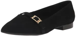 Bella Vita Women's Evanna Ballet Flat, Black Suede Leather, 7.5