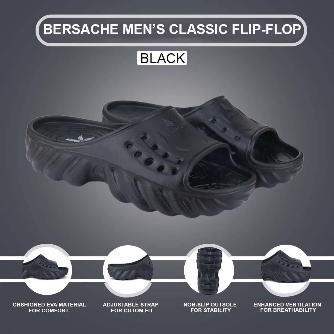 Bersache Extra Soft Classic Casual with  Regular wear with Ultra Soft & Flexibility Technology Flip Flop for Men's & Boy's (6172-Black