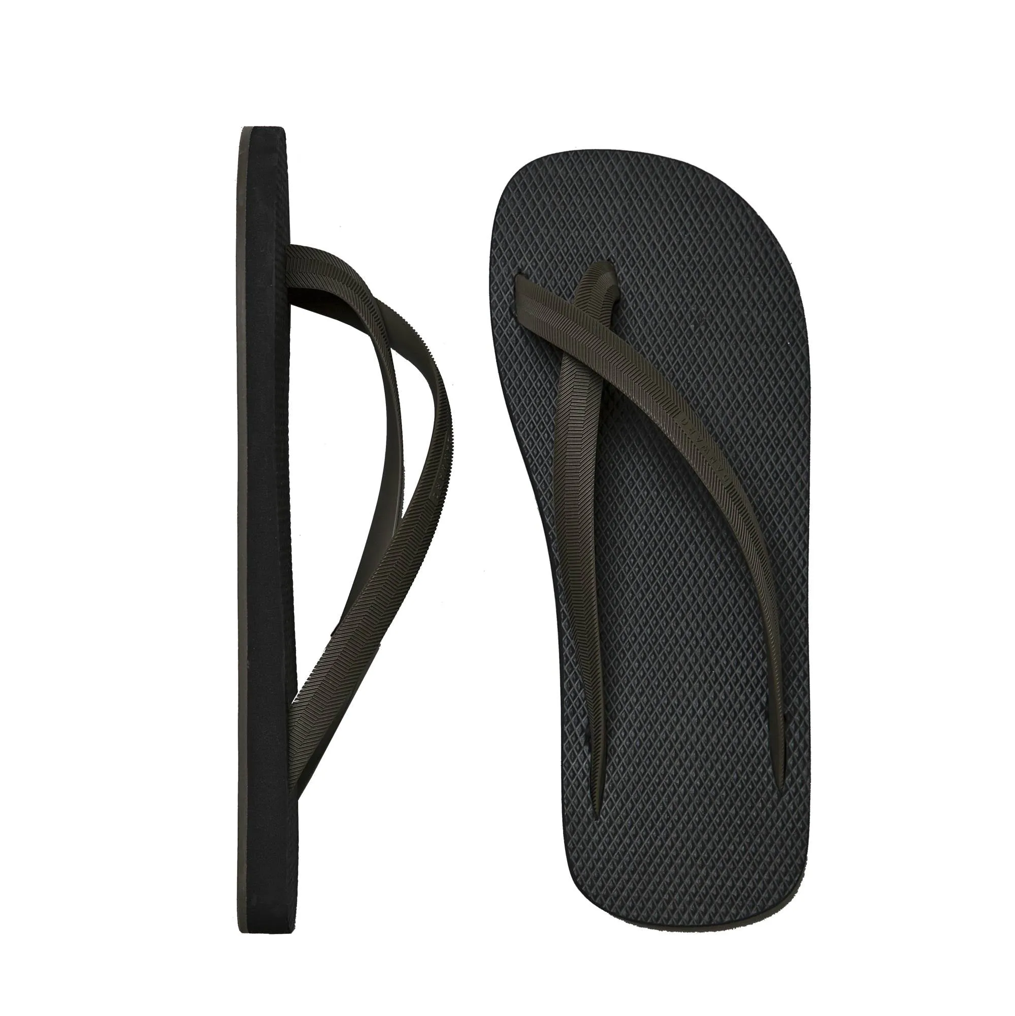 BICOLORED CROSS TOE FLIP-FLOP, BLACK WITH BARK