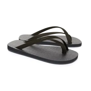 BICOLORED CROSS TOE FLIP-FLOP, BLACK WITH BARK