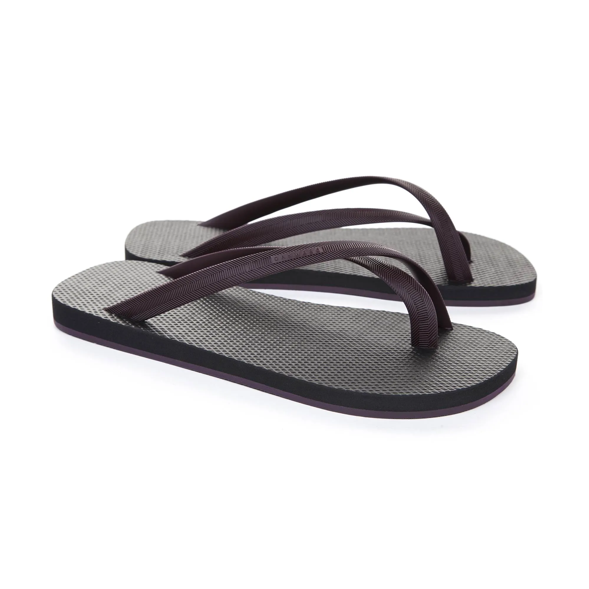 BICOLORED CROSS TOE FLIP-FLOP, BLACK WITH BORDEAUX