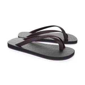 BICOLORED CROSS TOE FLIP-FLOP, BLACK WITH BORDEAUX