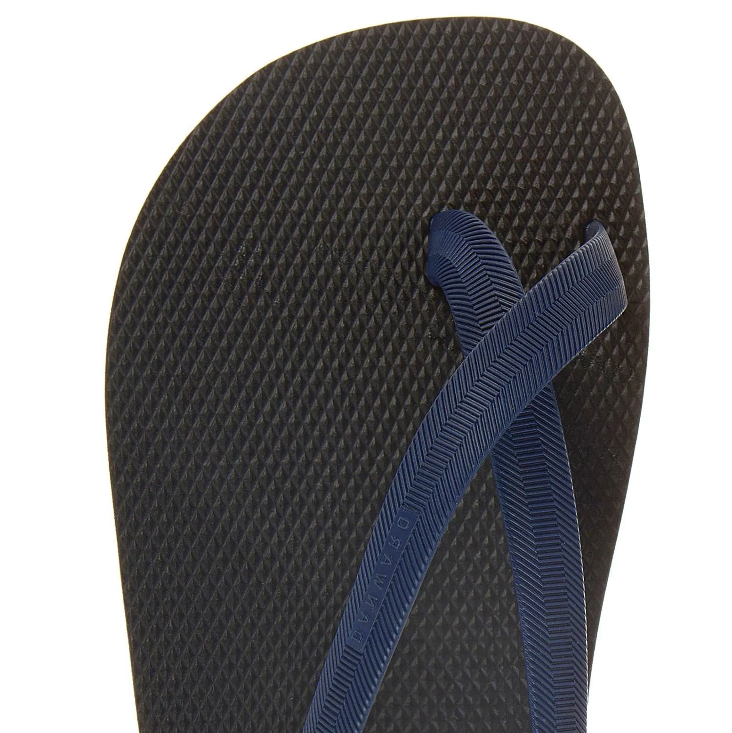 BICOLORED CROSS TOE FLIP-FLOP, BLACK WITH INDIGO