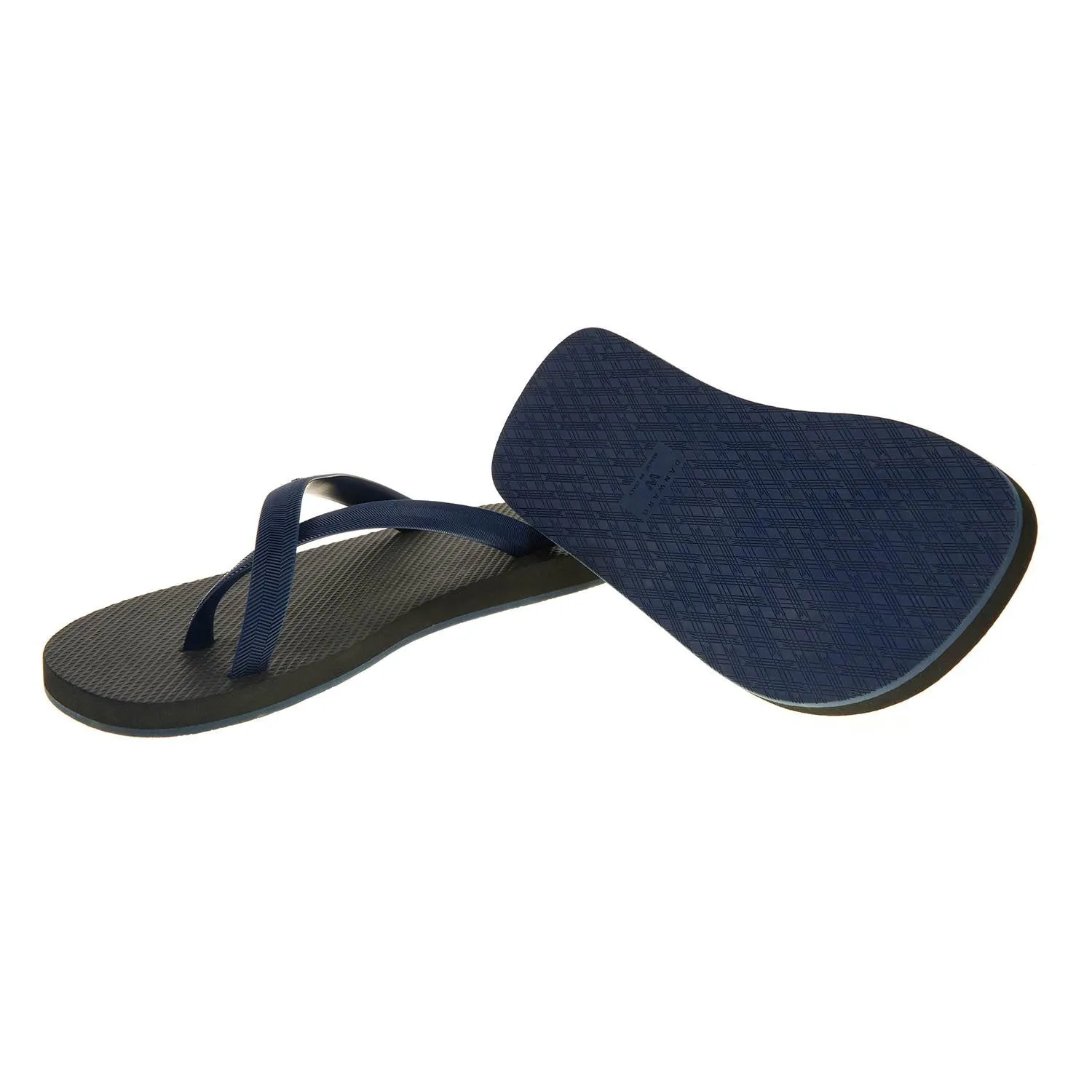 BICOLORED CROSS TOE FLIP-FLOP, BLACK WITH INDIGO