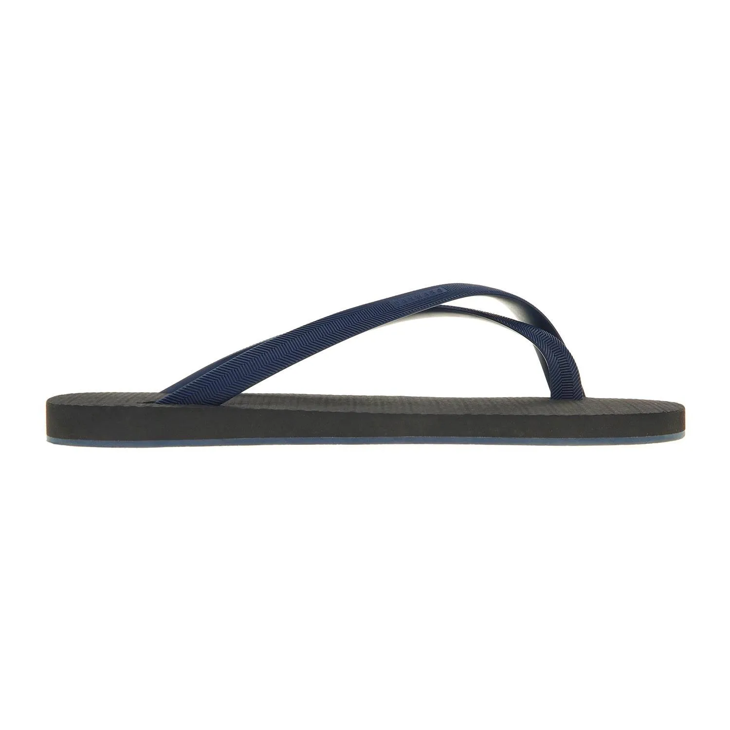 BICOLORED CROSS TOE FLIP-FLOP, BLACK WITH INDIGO