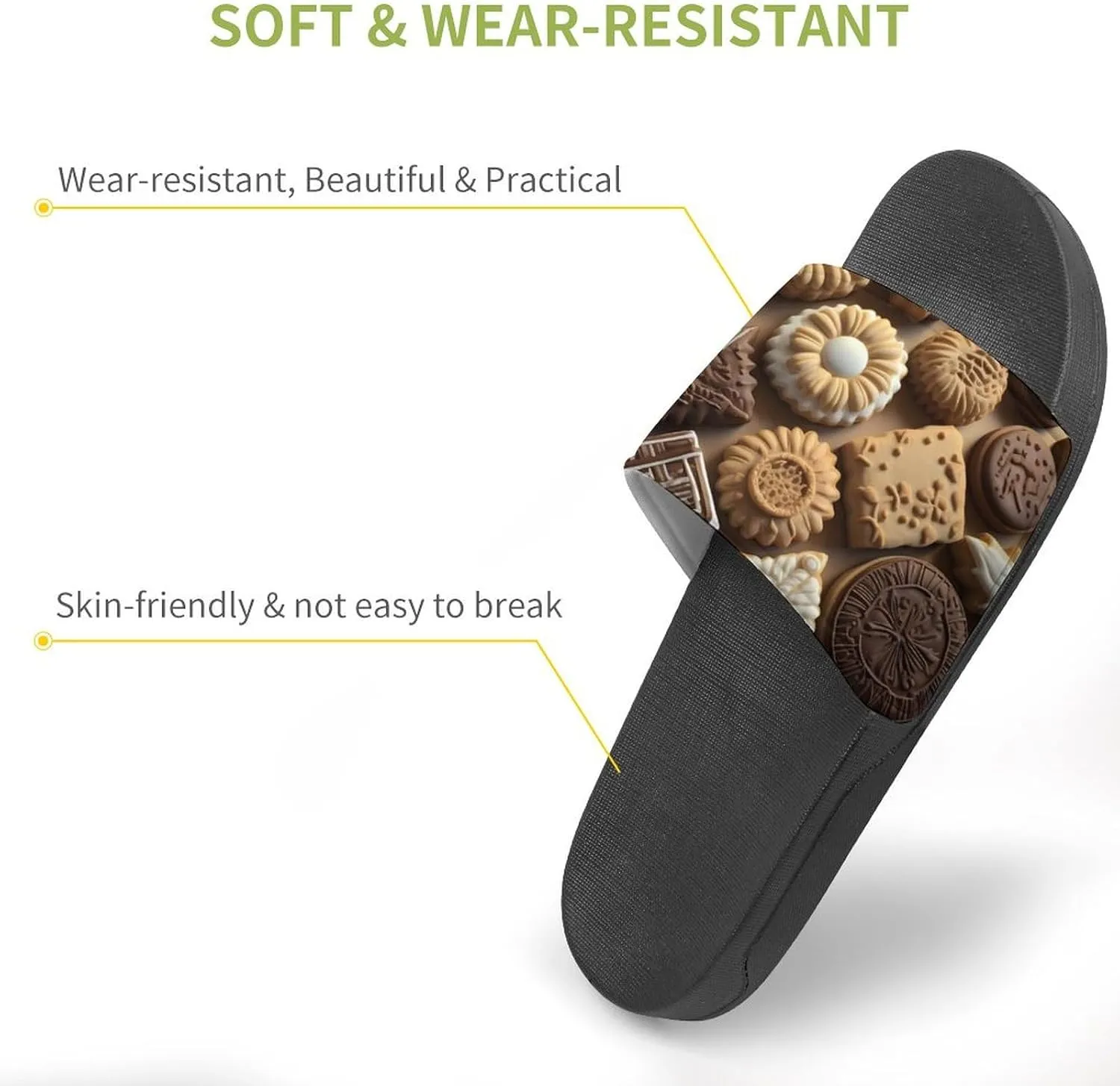Biscuit Novelty Slippers Slides Sandals Shower House Home Shoes Non Slip Soft Sole Shoe For Men Women Bathroom