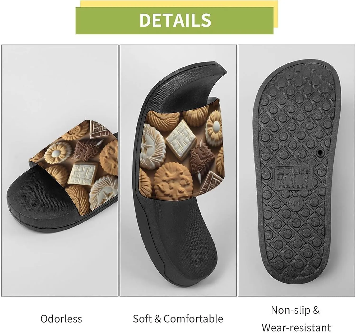 Biscuit Novelty Slippers Slides Sandals Shower House Home Shoes Non Slip Soft Sole Shoe For Men Women Bathroom