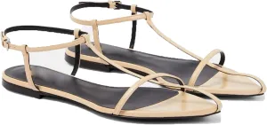 Black Flat Sandals for Women Adjustable Metallic Buckle Ankle Strap Slide Sandals Comfortable Pointed Open Toe Slip on Sandal